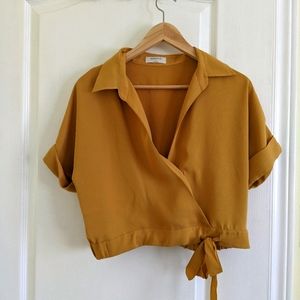 aritzia babaton mustard blouse